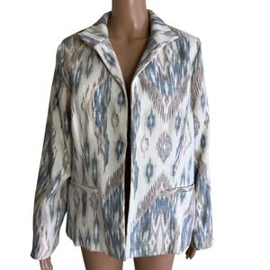 Chico's Spring Ikat Sher Jacket Open Front Long Sleeve Lined Size 2 Aztec NWT